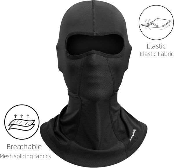 ROCKBROS Cagoule d'été de Sport Moto Vélo Protection UV pour Homme Femme, Cache Cou Balaclava UPF 50+, Visage Bandanas pour Les Myopes Noir Gris Blanc – Image 2
