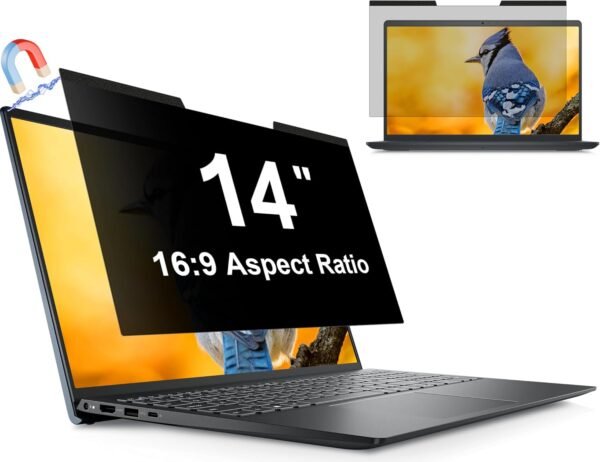 Magnétique Filtre de Confidentialité 14 Pouces 16:9, Filtres d'écran pour Ordinateur Portable avec HP/Dell/Acer/Lenovo/Thinkpad/Samsung/ASUS/Sony, Installazione Immediata, Amovible Film de Protection