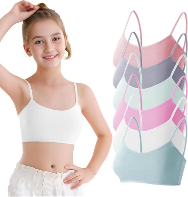 Channo Soutien-Gorge en Coton Basique pour Filles, SansAarmatures et avec Coussinets Amovibles