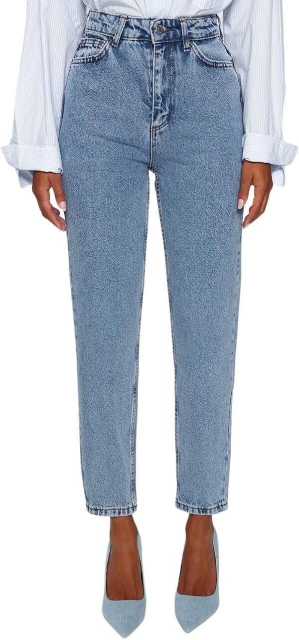 Trendyol Damen Gerade Mama Hohe Taille Jeans Femme – Image 4