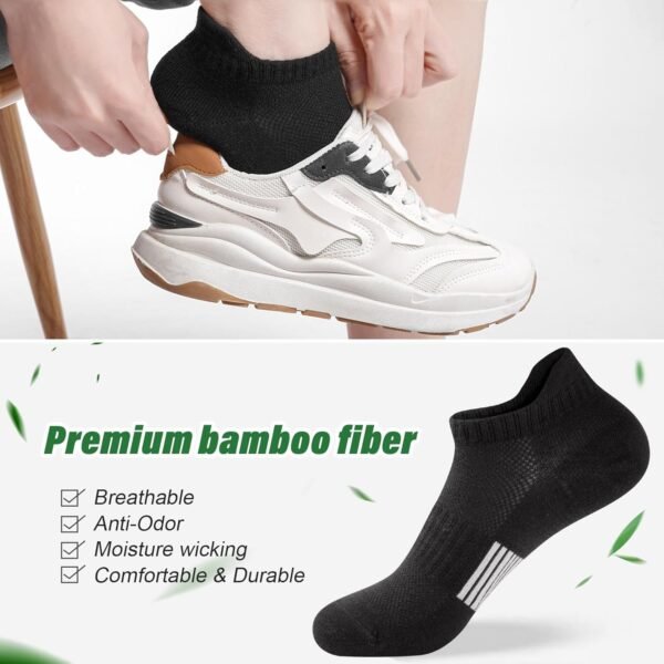 Chaussettes Basses en Bambou Femmes Socquettes 39-42/35-38, Chaussettes de Course Sport Running Dames Respirantes en Coton, 6 Paires – Image 5