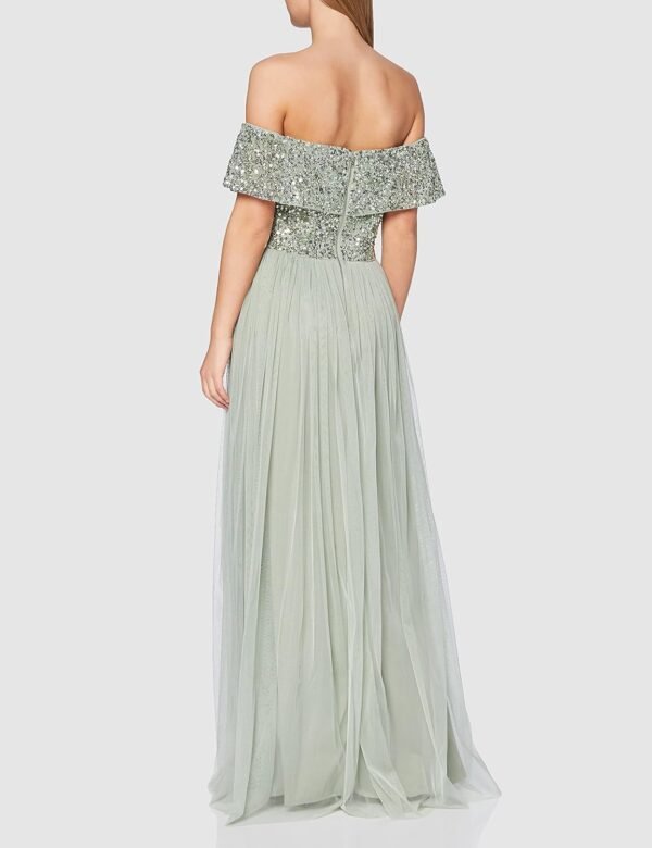 Maya Deluxe Maya Berry Bardot Embellished Maxi Dress Robe de Demoiselle d'honneur Femme – Image 4