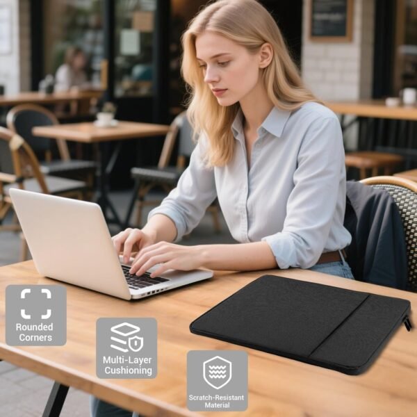 XRXYMQ 15,6 Pouces Pochette Ordinateur Housse Ordinateur Noir Sacs et Housses pour Housse Macbook Pro Résistante à l'eau Pochette Macbook Pro pour 15.6 HP Lenovo Dell Notebook – Image 7