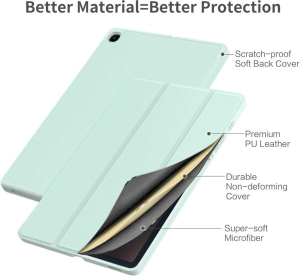 EasyAcc Étui pour Samsung Galaxy Tab S6 Lite 10,4 Pouces 2024/2022/2020 avec Verre Trempé - Ultra Mince vec Couvercle Léger Étui en Cuir PU pour Tablettes (l'herbe Verte) – Image 2