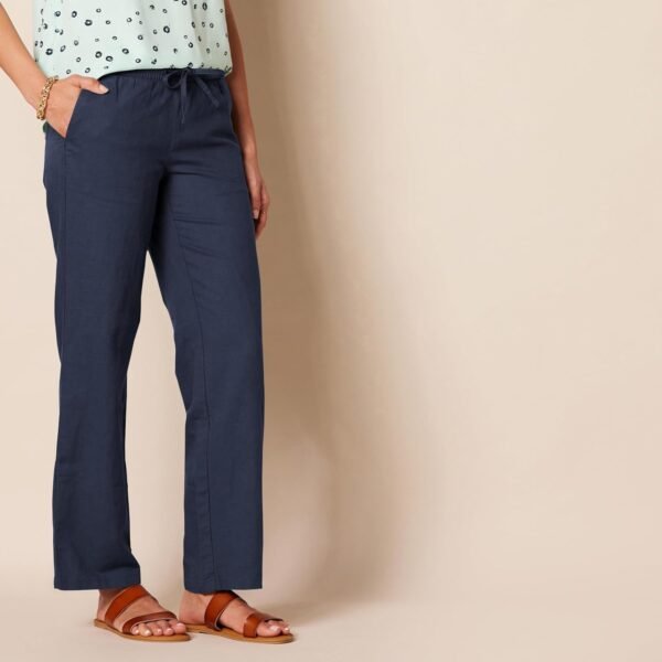 Amazon Essentials Pantalon Large En Lin Mélangé Avec Cordon De Serrage Et Coupe Décontractée (Disponible En Grande Taille) Femme – Image 2