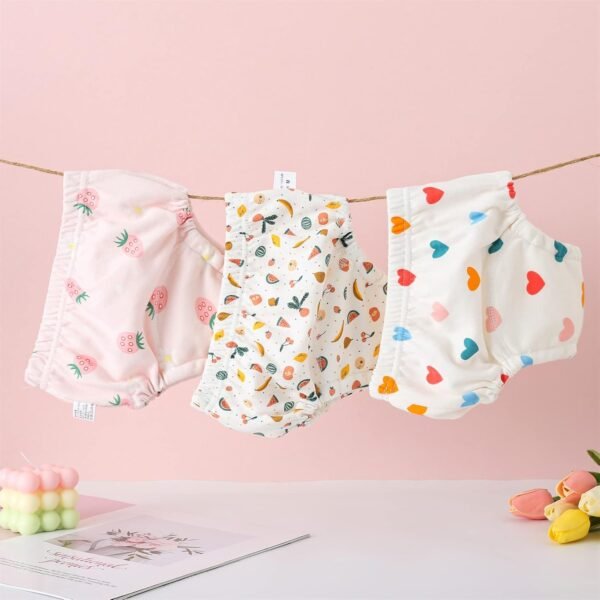 Yealoo Lot de 3 Culotte d'apprentissage en Coton pour Garçon, Lavable et Réutilisable, pour l'Entraînement à la Propreté, pour Les Enfants de 1 à 3 Ans – Image 3