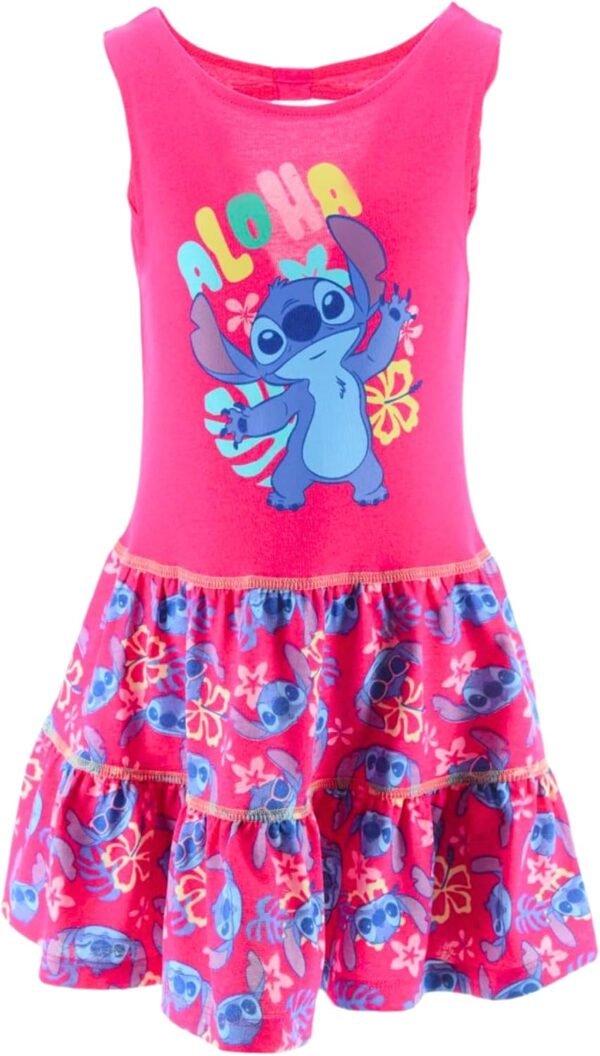 Disney Stitch Robe pour Fille, Robe Coton Doux Motif 'Aloha', Conception Manches Courtes, Tailles 3 à 8 Ans