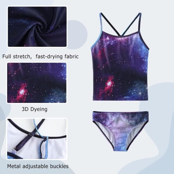 Aisyee Maillot de bain 2 pièces pour fille - Motif floral - Pour fille de 3 à 16 ans – Image 3