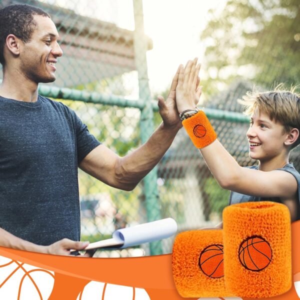6 Pièces Bandeau de Sport Absorbant pour Enfants, Bandeaux de Poignet Élastiques en Éponge Coloré, Accessoire de Sport pour Le Poignet pour Sport Course À Pied Exercice Football Basketball – Image 5