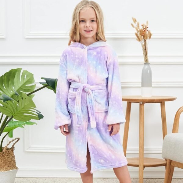 Peignoir Licorne pour Filles Robes de Chambre en Molleton Doux avec Capuche – Image 2
