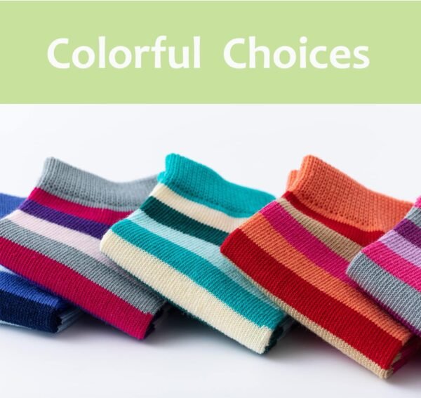 Marchare Filles Sans Couture Chaussettes Rayées Multicolores Chaussettes en Coton pour Enfants pour l'École Lot de 5 paires se traduit en français par – Image 6