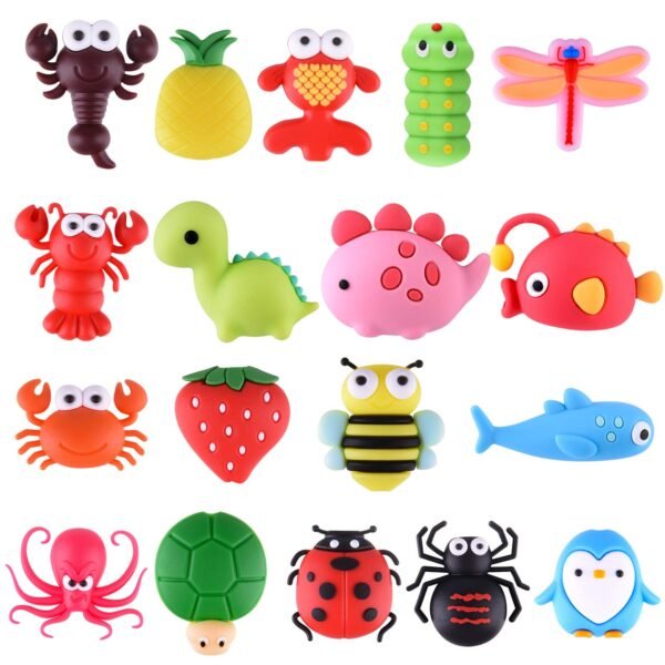 TUPARKA 18 Pcs Protege Cable pour iPhone/iPad USB foudre, câble en plastique Animaux Morsures de dinosaure mignon de poisson de charge Saver Câble, Accessoire pour téléphone Chargeur USB Protect
