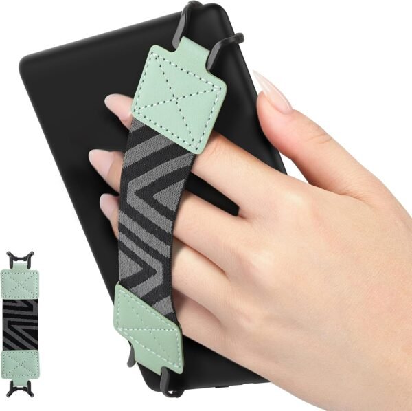 MoKo Dragonne de Sécurité pour 6-8" Kindle eReaders Fire Tablet - Kindle/Kobo/Voyaga/Lenovo/Sony Kindle E-Book Tablet, Sangle Haute-Élastique Polyvalente Légère Support Antidérapante, Menthe Verte