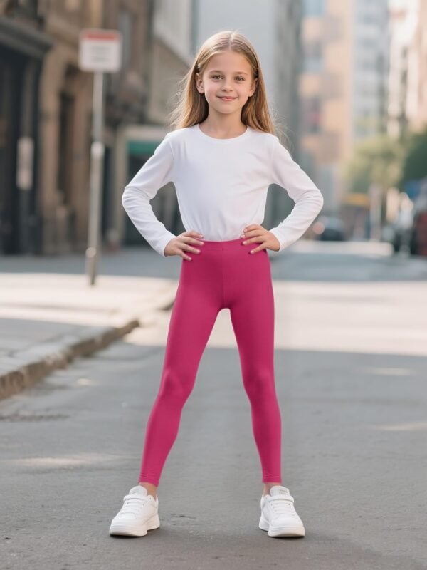 Ruisita Lot de 4 leggings en coton doux, respirants, extensibles, pour le sport, le yoga, les enfants, taille 110-164 – Image 7