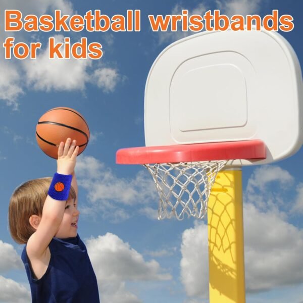 6 Pièces Bandeau de Sport Absorbant pour Enfants, Bandeaux de Poignet Élastiques en Éponge Coloré, Accessoire de Sport pour Le Poignet pour Sport Course À Pied Exercice Football Basketball – Image 2