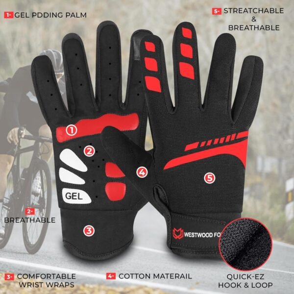 WESTWOOD FOX Gants de Cyclisme–Respirants, Antidérapants,Écran Tactile,Amortissants,Coupe-Vent, Imperméables pour Hommes et Femmes–Idéaux pour Vélo,Moto,Ski,Randonnée,VTT,Camping – Image 6