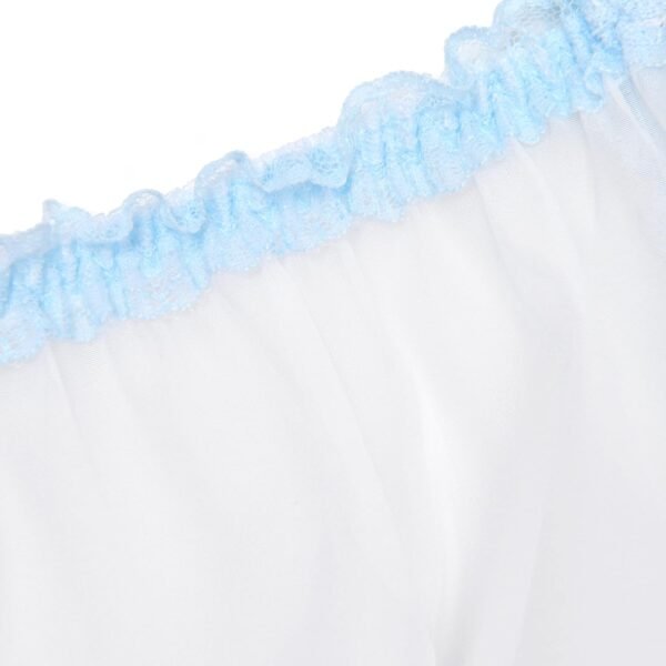 Satini Lingerie Transparente efféminé Nuisette Volants Froufrou Dentelle Slip Complet Vêtements de Nuit – Image 5
