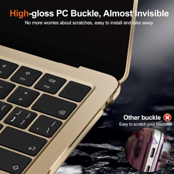 EooCoo Coque Compatible avec MacBook Air 13,6 Pouces M4 M3 M2 2025 2024 2022: Liquid Retina 13,6" A3240 A3113 A2681 [Identique au Mac Nu] Moins de Traces de Doigts Étui Rigide - Lumière stellaire Mat – Image 7
