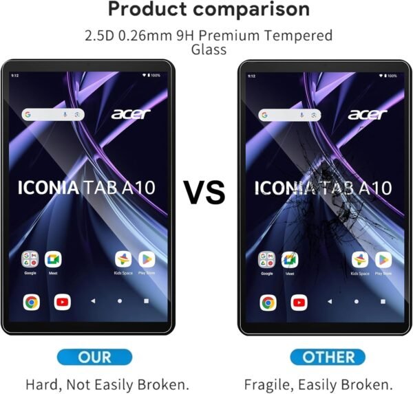 GEJEFA Verre Trempé pour Acer Iconia Tab A10 10.1 Pouces, 2 Pièces 9H Dureté Anti-Rayures [Haute Définition] [Sensibilité Tactile] Protection Écran pour Acer Iconia Tab A10 – Image 5
