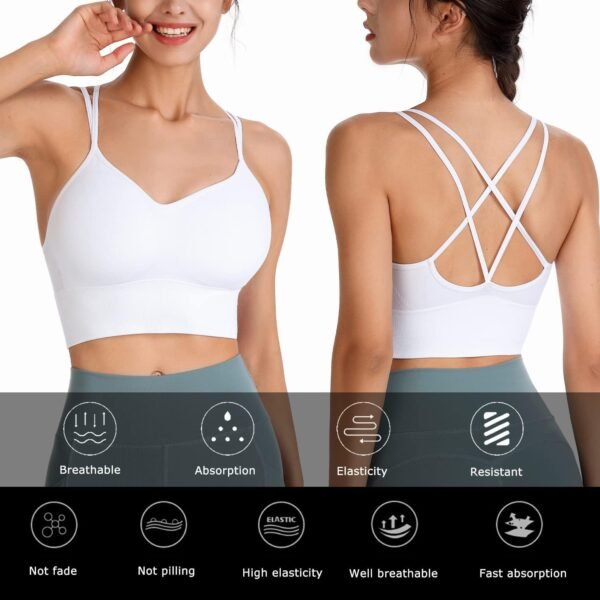 HANERDUN Soutiens-Gorge de Sport Femme Sportswear Haut Sport Brassiere sans Armature Maintien Fort – Image 2