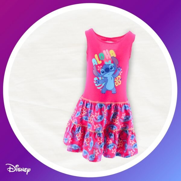Disney Stitch Robe pour Fille, Robe Coton Doux Motif 'Aloha', Conception Manches Courtes, Tailles 3 à 8 Ans – Image 4