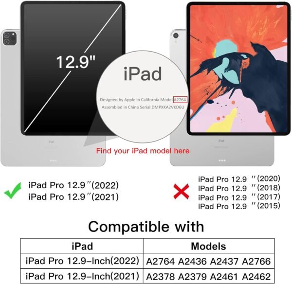 JETech Coque pour iPad Pro 12,9 Pouces (Modèle 2022/2021, 6ème/5ème Génération), Support la Charge de Pencil, Housse étui avec Veille/Réveil Automatique (Vert Brumeux) – Image 2