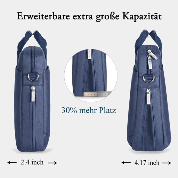 Voova Grand Sacoche pour Ordinateur Portable 14 15 15.6 16 pouces Sac à bandoulière Sac à main pc 30% de Capacité en Plus Compartiments Durable Épais Imperméable peut être Placé sur la Valise Bleu – Image 2