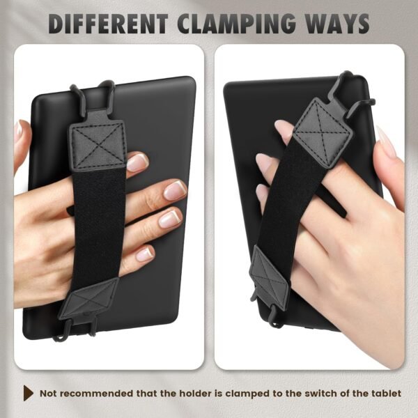 MoKo Dragonne de Sécurité pour 6-8" Kindle eReaders Fire Tablet - Kobo/Voyaga/Sony Kindle E-Book Tablet, Sangle Haute-Élastique Polyvalente Légère Support Antidérapante, Sangle Noire, Noir – Image 6