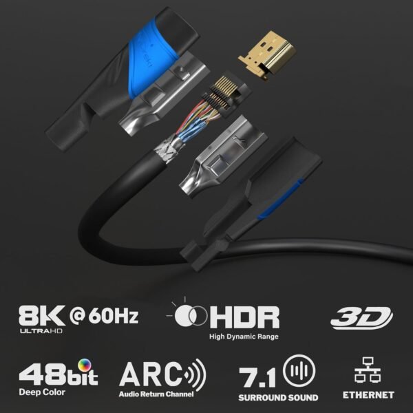 KabelDirekt – Câble HDMI 8K / 4K – 2x 5m et autres longueurs (0,15m à 22,5m) – Câble HDMI conçu en Allemagne – 10K/8K@60Hz/4K@120Hz – HDMI Câble pour TV HD, PC, PS5, Xbox, Switch – Image 2