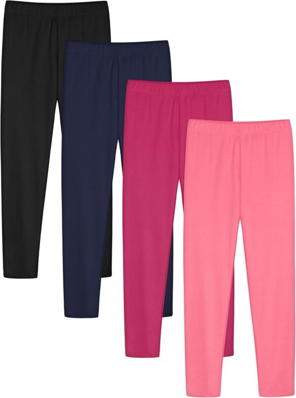 Ruisita Lot de 4 leggings en coton doux, respirants, extensibles, pour le sport, le yoga, les enfants, taille 110-164