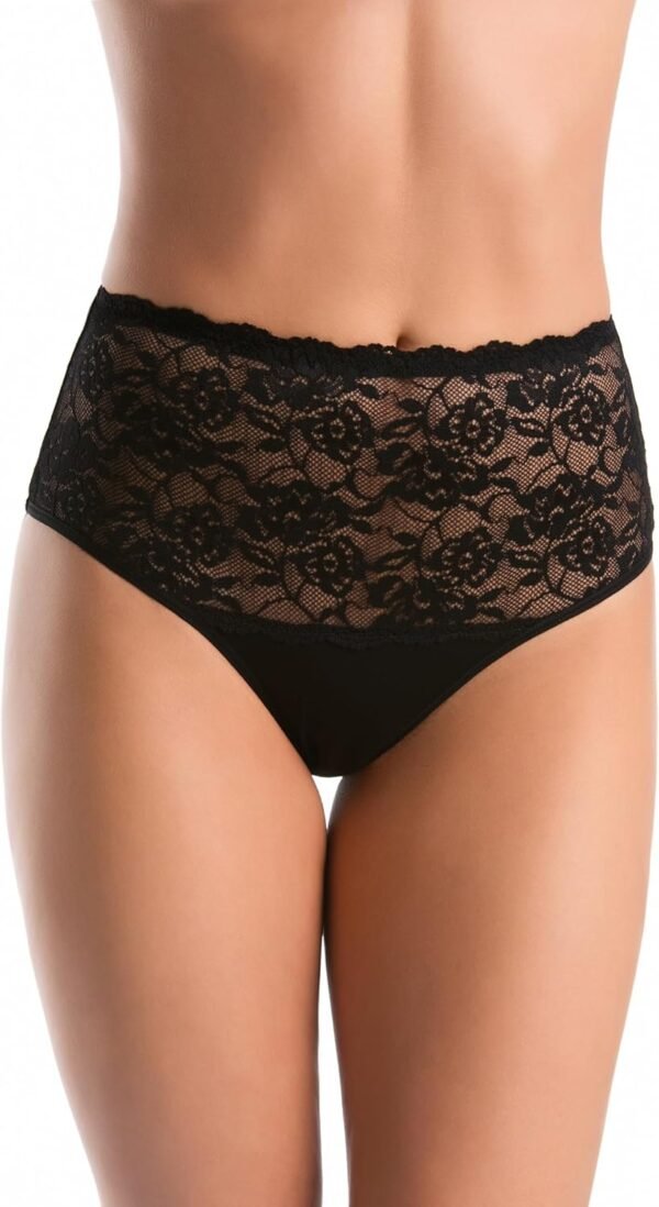 Teyli – Culotte Taille Haute en Coton avec Panneau en Dentelle à l’Avant, conçue pour Un Confort Optimal et Une Silhouette lissée.