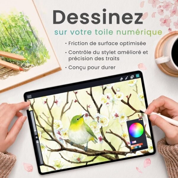 BELLEMOND | Le protecteur d’écran effet papier original fabriqué au Japon pour iPad Air 11” (M3, 2025 / M2, 2024) | Film PET mat pour écriture, dessin et prise de notes | Lot de 2 – Image 4