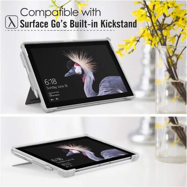 MoKo Coque Compatible Avec Microsoft Surface Pro 7 / Pro 6/Pro 5/Pro 2017/Pro 4/Pro LTE, Étui de Protection Robuste Tout-en-Un avec Porte-Stylo, Bracelet, Compatible Avec Clavier QWERTY - Gris Argenté – Image 4