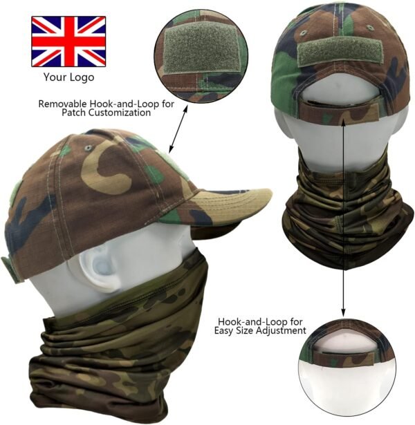 ehsbuy Camo Casquette Homme avec Refroidissement Cache-Cou Casquettes de Baseball Visage Écharpe Armée Tactique Militaire Chapeau Tour de Cou pour Courir Chasse Cyclisme Sports – Image 3