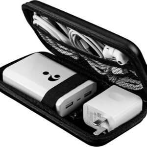 ACOCOBUY Organisateur Accessoires Électroniques, Etui pour Disque Dur Externe 2,5" Pochette Voyage Portable Résistant Aux Chocs Étui de Transport Organiseur de EVA Sac de Power Bank Étui Sac Noir