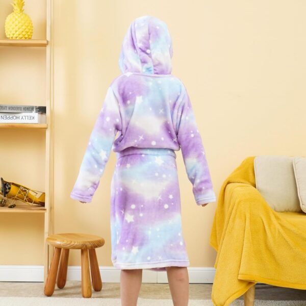 Piefry Peignoir à Capuche Doux pour Filles Molleton Robe de Chambre Vêtements de nuit Enfants – Image 3