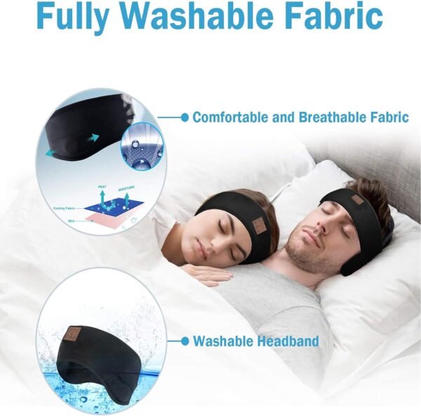 Bandeau Bluetooth Sommeil,Casque de Sommeil Bandeau Bluetooth,Bandeaux de Sport avec Haut-Parleur Mince, Bandeau Casque Bluetooth pour Dormir, Voyager, Courir, Méditer – Image 3