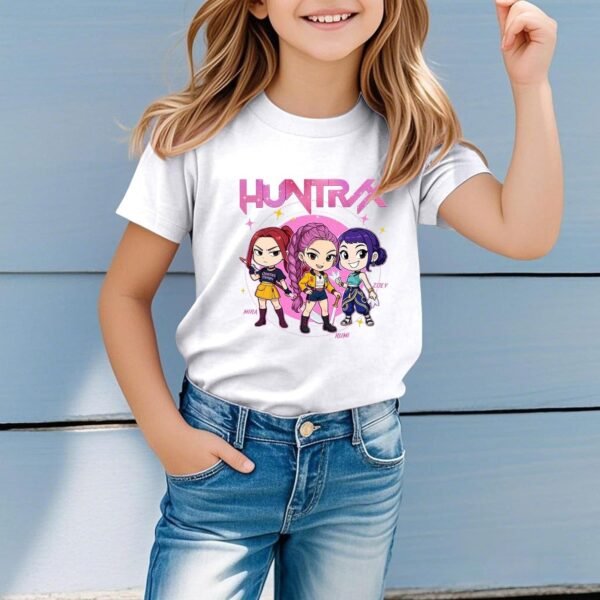 T-Shirt à Manches Courtes pour Fille Garçon Kpop D-Demon H-Hunters Huntrix Huntr/X Tee Shirt à Manche Courte Col Rond Graphique Enfants Mode Filles Mignon T-Shirt Hauts Décontractés Comfortable 2025 – Image 2