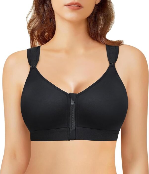 Bafully Soutien-Gorge de Sport Post-opératoire Brassière Femme Zippée Avant Zipper Lingerie Fermeture Devant pour Fitness Jogging Yoga