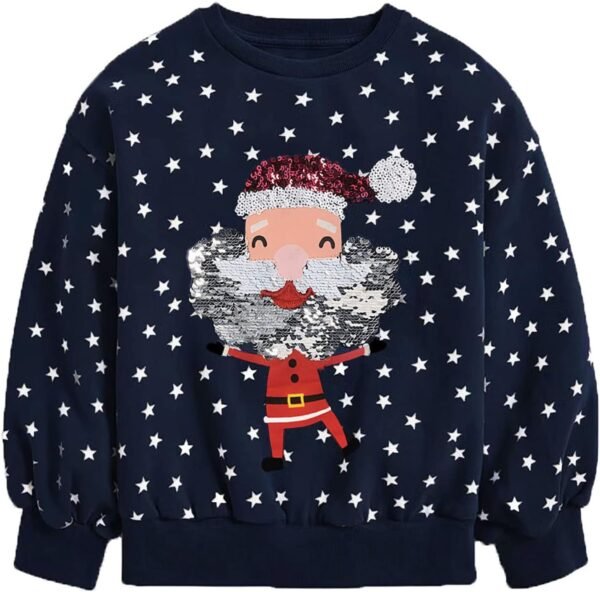 Kids Christmas Jumpers 1-7 Years Boys Girls Xmas Sweatshirts Jumper Toddler Santa Claus Reindeer Tops Present Baby T-Shirts Long Sleeve Cotton Outfits Gifts Tees Crew Neck Casual Winter Clothes