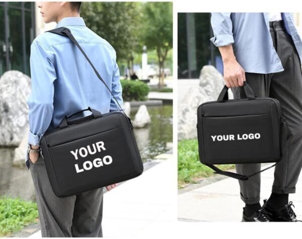 Sac À Bandoulière pour Ordinateur Portable avec Texte Logo Personnalisé, Étui De Protection pour Ordinateur De 15,6 Pouces, Hommes Femmes Sacs À Main Personnalisés Porte-documents Custom 1,39*6*29CM – Image 2