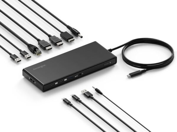 KENSINGTON SD4842P - Station d'accueil USB-C 10-en-1 avec 3 Sorties Vidéo HD 1080p @120Hz, Alimentation 100W, 5 Ports USB Plug & Charge, Coque Externe Fabriquée avec 70% de Matériaux Recyclé K32810EU