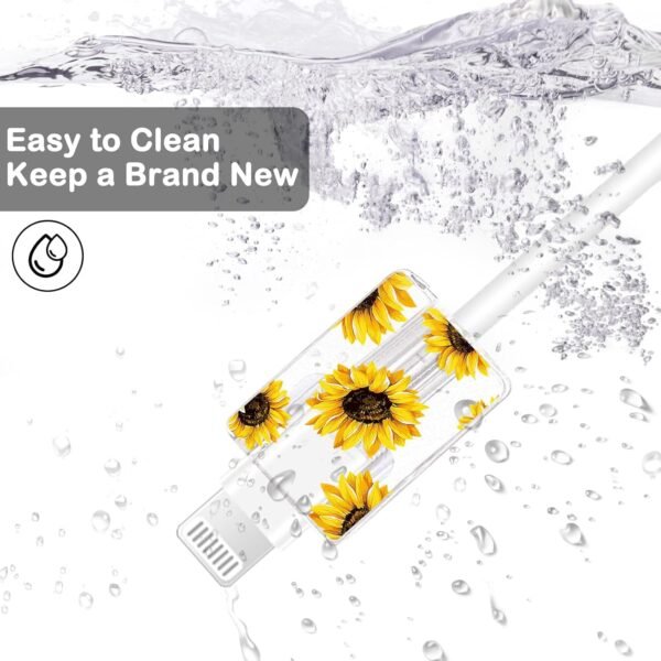 4 Pièces Protecteur de Câble de Chargement avec Fleurs Mignonnes, Protecteur de Câble Mignon pour le Chargeur Type-c de l'iPhone, Protecteur de Câble Léger – Image 3