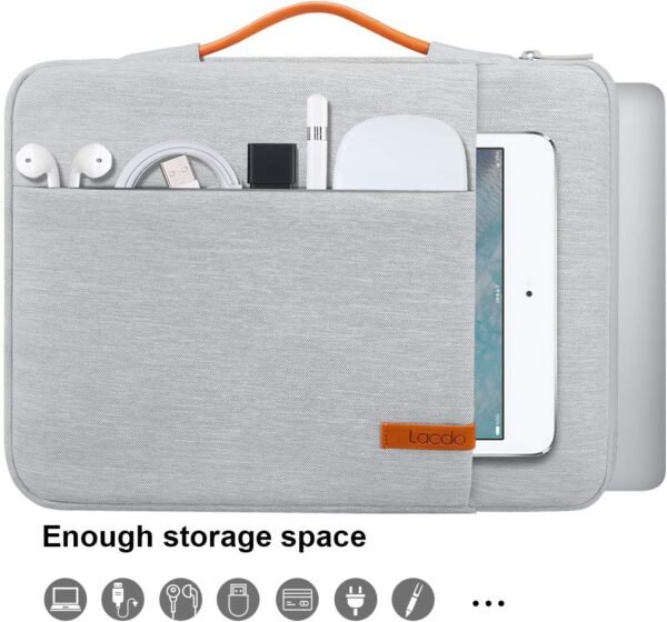 Lacdo 360° Protection 14 Pouce Housse Ordinateur Portable pour ASUS Acer HP Lenovo Chromebook, ASUS Vivobook/Zenbook 14, HP EliteBook 14, Dell Inspiron 14, Lenovo IdeaPad 14, Huawei MateBook D14, Gris – Image 2