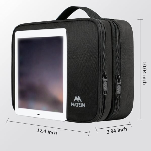 MATEIN Cable Organizer Bag, 2 Couches Noir pour Cable de Charge Téléphone Portable iPad Chargeur Alimentation Mobile Organizer Cable Pocket Rangement Cable, Noir – Image 8