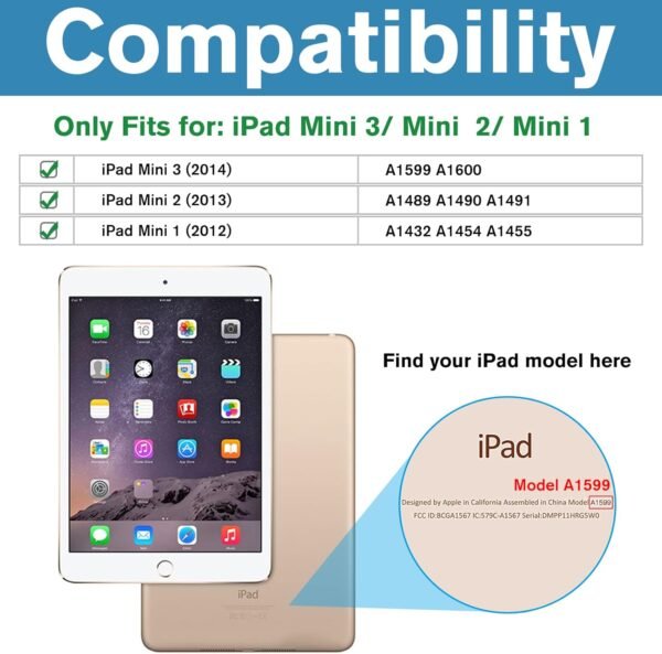 ProCase Coque Housse pour iPad Mini 1 2 3, A1432 A1454 A1455 A1489 A1490 A1491 A1599 A1600, Étui de Protection avec Support Fonction et Veille/Réveil Automatique pour iPad Mini1/2/3-7.9"-Noir – Image 2