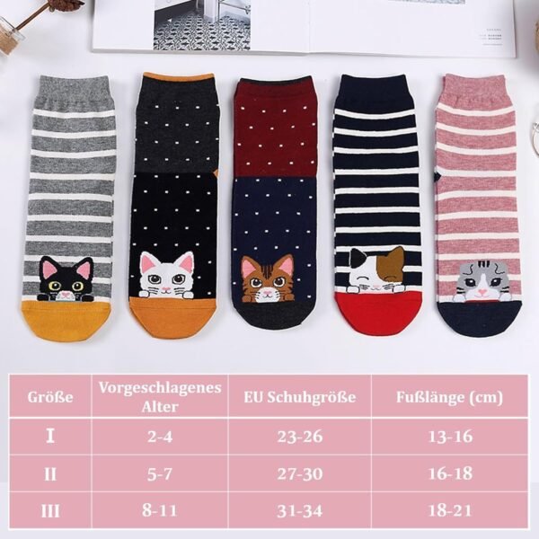 ZFSOCK Chaussettes Fantaisie Filles Enfant: Socquettes en Coton Chat Animal Motif Drôles Rigolotes Mignon Sans Couture 2-11 Ans 5 Paire – Image 7