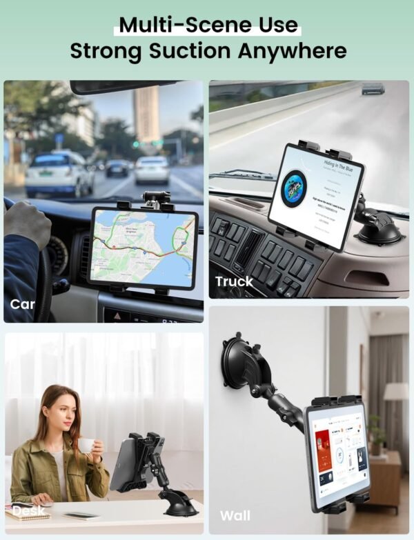OHLPRO Support Tablette Voiture, Fixation Ventouse Puissante pour Tableau de Bord & Pare-Brise, Compatible avec Tablettes 7 à 11 Pouces, iPad Pro/Mini/Air, pour Camion SUV et Van – Image 7
