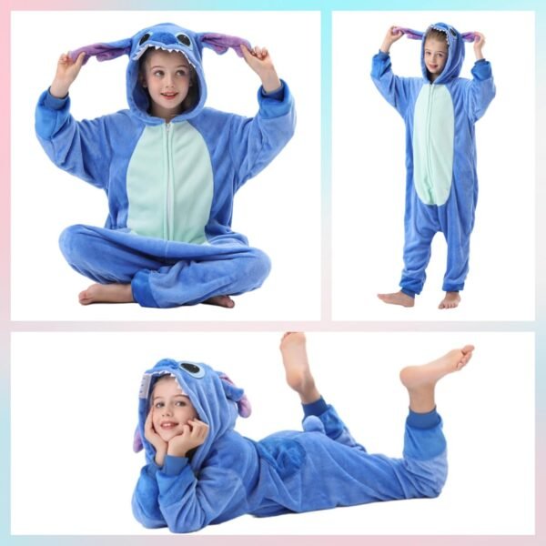 ALANTOP Pyjamas Enfants Cosplay Cartoon Animaux à Capuche Combinaison Vacances Pyjamas Garçons Filles Grenouillères Vêtements de Nuit Enfants 3-12 Ans – Image 6