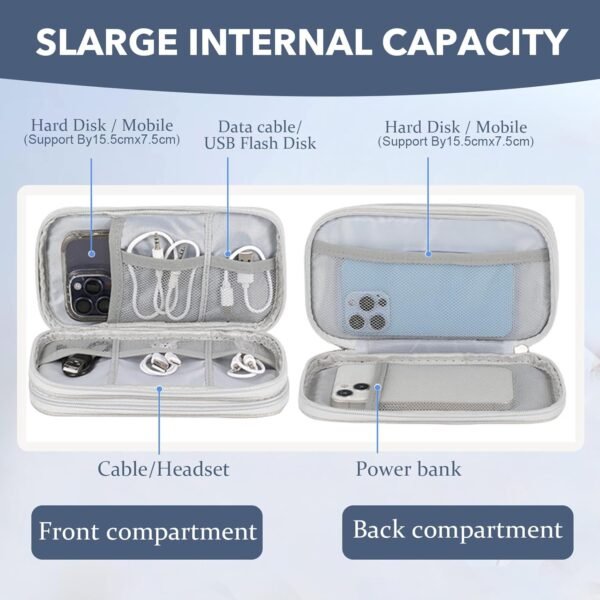 JENCVNL Sac de Rangement Câble, Organisateur Accessoires Électronique, Pochette Câble de Voyage, Organisateur Accessoires de Voyage Coque pour Disque Dur Externe (Marine, S (19 * 11 * 6.5cm)) – Image 3